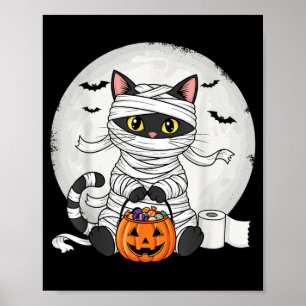 Süße Mumien-Schwarze-Katze-Halloween-Kostüm lustig Poster