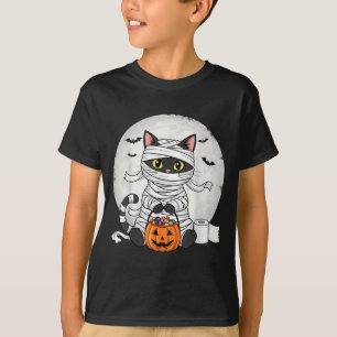 Süße Mumien-Schwarze-Katze-Halloween-Kostüm lustig T-Shirt