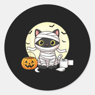 Süße Mumienkatze Halloween Schwarze Katze Streich Runder Aufkleber