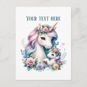 Süße Mummy Baby Einhorn Text hinzufügen  Postkarte