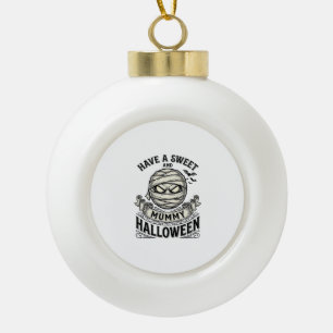 Süße Mummy Halloween Vintage Vektor Design_1 Keramik Kugel-Ornament