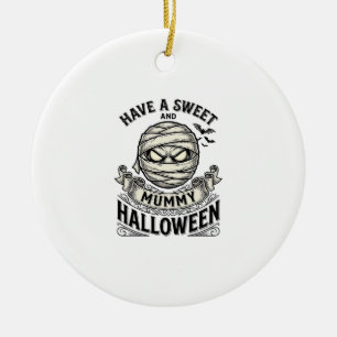 Süße Mummy Halloween Vintage Vektor Design_1 Keramik Ornament