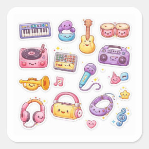 Süße Musik-Lernaufkleber-Tabelle Quadratischer Aufkleber
