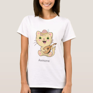 Süße musikalische Ingwer-Karamell-Tabby-Katze T-Shirt