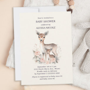 Süße Mutter Babyhirsch Baby Mädchen Dusche Einladung