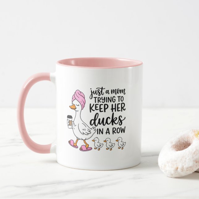 Süße Mutter-Enten-Wortkunst  Tasse (Mit Donut)