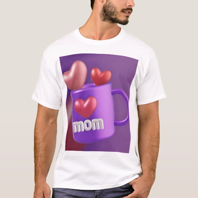 Süße Mutter Liebe Herz Tasse 3D Design. T-Shirt (Vorderseite)