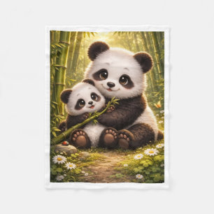 Süße Mutter-Panda umarmt Baby-Fleece-Babydecke Fleecedecke