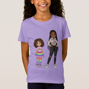 Süße Mutter-und-Tochter-Regenbogen-Illustration Mä T-Shirt