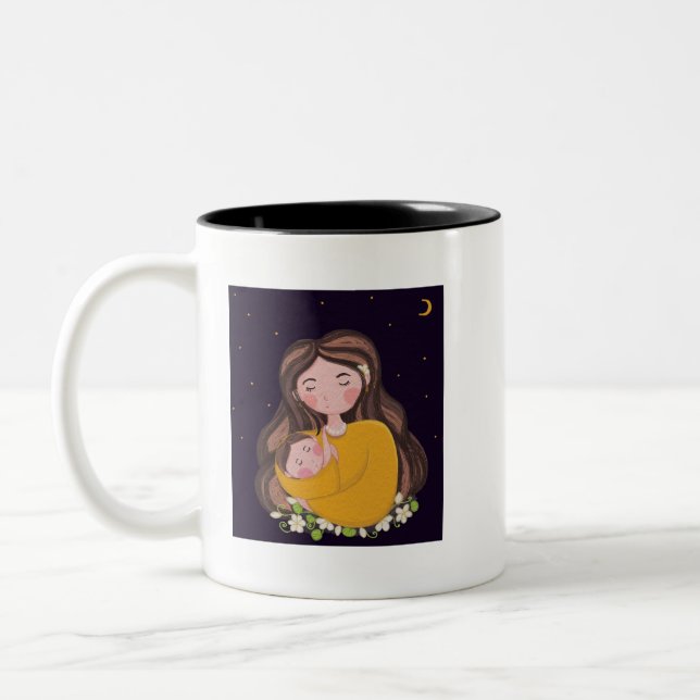 Süße Mutterliebe-Illustration Tasse (Links)