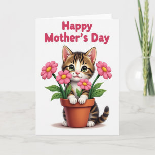 Süße Muttertags-Blumen-Katzenkarte Karte