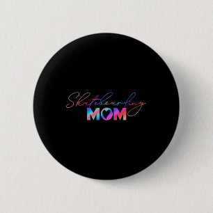 Süße Muttertags-Regenbogen-Skateboarding-Mama  Button