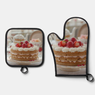 Süße Nachmittags-Tea-Time Ofenhandschuh & Topflappen-Set
