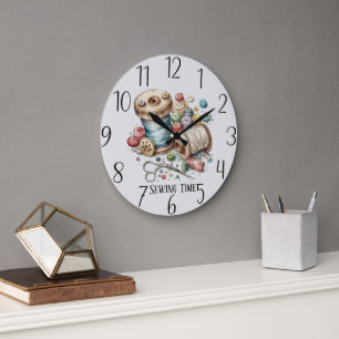 süße Nähzeit Text hinzufügen Große Wanduhr