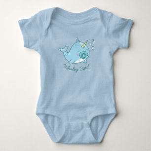 Süße Narwal-Baby-Party Kawaii Wal Blau Junge Baby Strampler