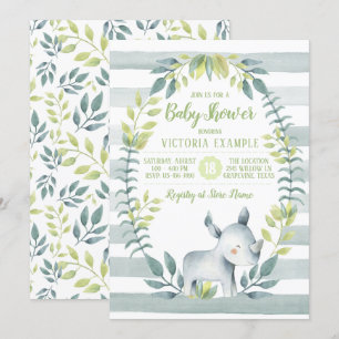 Süße Nashorn-Baby-Einladungskarten Einladung