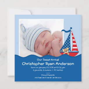 Süße nautische Segelboot Baby Jungen Fotoankündigu Ankündigung
