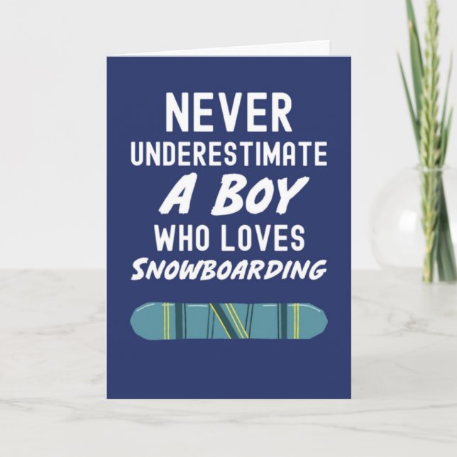 Süße Navy-Blue-Snowboarder-Karten für Jungen Kinde Karte (Vorderseite)