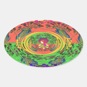 Süße, nette und liebliche Florale Motiv Kunst Druc Ovaler Aufkleber