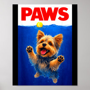 Süße Neuheit Pfoten Yorkshire Terrier Hund Poster