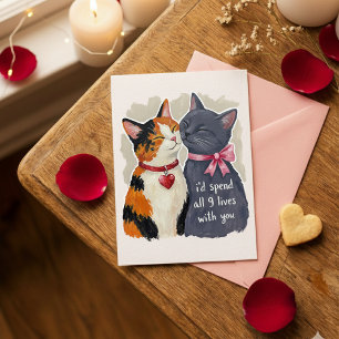 Süße Neun Leben Katze Valentine Liebeskarte für Pa Feiertagskarte