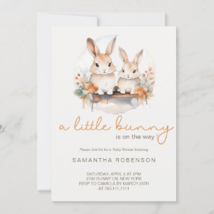 Süße neutrale Baby-Mumien-Hasen-Blumen-Baby-Party Einladung