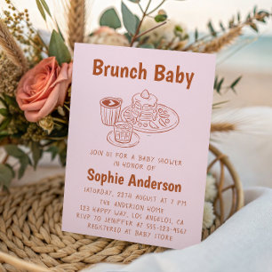 Süße neutrale Kaffee- und Pfannkuchen-Brunch-Baby- Einladung