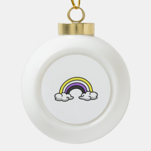 Süße nichtbinäre Regenbogen Keramik Kugel-Ornament