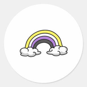 Süße nichtbinäre Regenbogen Runder Aufkleber