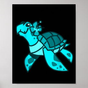 Süße niedliche Cartoon-Meeres-Schildkröte Ozean-Ti Poster