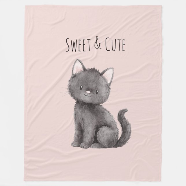 Süße niedliche graue Katze Fleecedecke (Vorderseite)