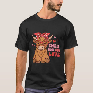 Süße niedliche Kuh mit Schleife Valentinstag Herze T-Shirt