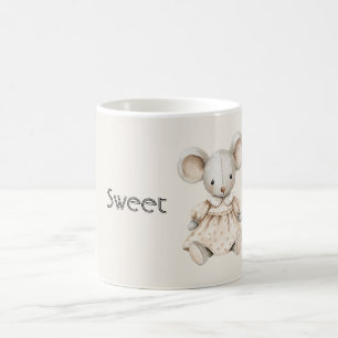 Süße niedliche Maus, die ein Kleid trägt Kaffeetasse