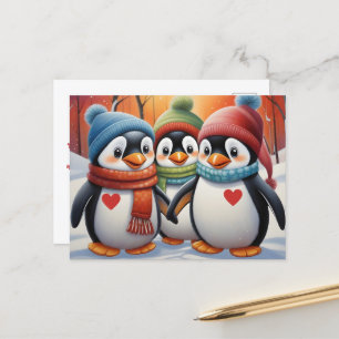Süße niedliche Pinguine Weihnachten Postkarte