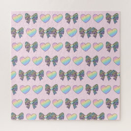süße niedliche Regenbogen-Herzen Pastell-Verlauf M Puzzle