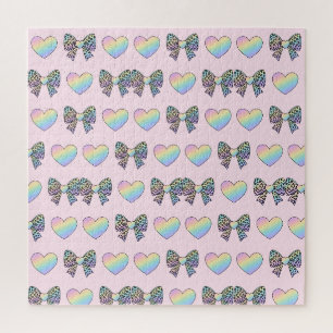 süße niedliche Regenbogen-Herzen Pastell-Verlauf M Puzzle