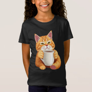 Süße niedliche rote Katzen-Kaffee-Grafik für Kinde T-Shirt
