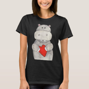 Süße Nilpferd-Hippopotamus hält Herz Liebe Nilpf T-Shirt