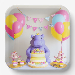 🎉 Süße Nilpferd-Party-Design-Geburtstagsfeier Pappteller