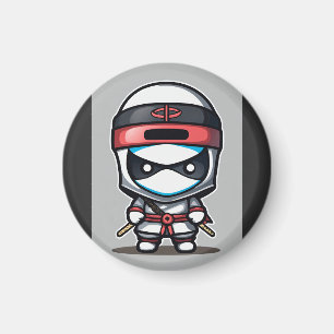 Süße Ninja-Cartoon-Illustration – Malbuch St Magnet