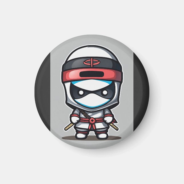 Süße Ninja-Cartoon-Illustration – Malbuch St Magnet (Vorne)