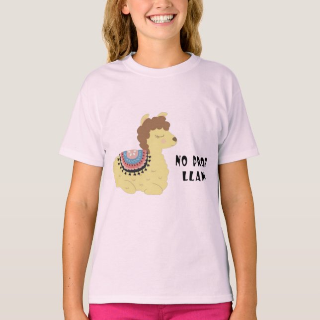 Süße No Prob-Llama Alpaka Mädchen T-Shirt (Vorderseite)