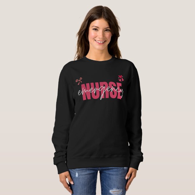 Süße Notfallkrankenschwester Coquette Rosa Schleif Sweatshirt (Vorne ganz)