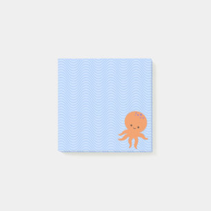 Süße Octopus-Cartoon Blau Wellen Custom  Post-it Klebezettel