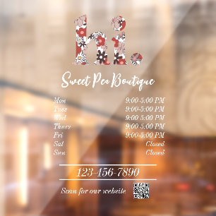 Süße Öffnungszeiten der Boutique Fensteraufkleber