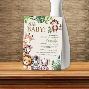 Süße Oh Baby Dschungelsafari-Tiere Baby Shower Einladung