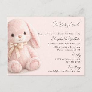 Süße Oh Baby Girl Bunny Pink Baby Shower Postkarte