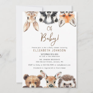 Süße Oh Baby Waldtiere Baby Shower Einladung
