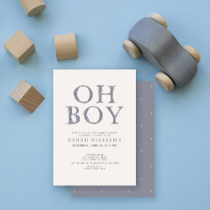 Süße Oh-Junge-Blau-Punkte-Minimal-Babyparty Einladung