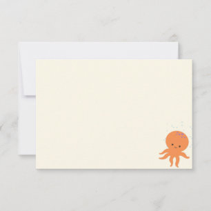 Süße Oktopus-Cartoon-Leer-Cream-Off-Weiß Mitteilungskarte